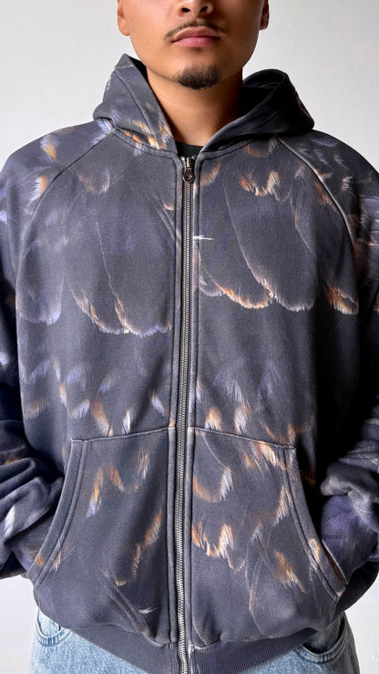 FEATHER ZIP UP HOODIE